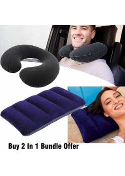 Buy 2 In 1 Bundle Offer, Intex Inflatable Travel Pillow.33cm x 25cm x 8cm, Intex Inflatable Pillow 19 cm x 13 cm x 4 cm,  68675